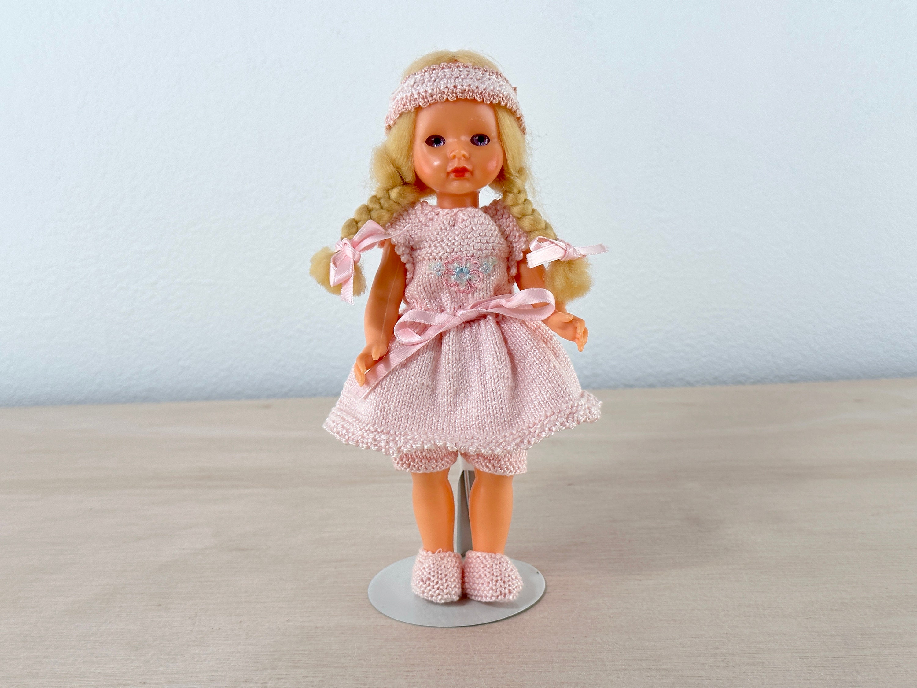 Vintage Sleepy Eyes 8 Plastic Doll Movable Head Arms Crochet Dress  Underwear