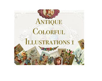 1800s French Illustration Ephemera, DIY Collage Paper (Digital Download)