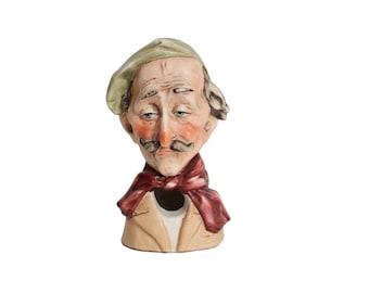 Antique German Smoking Character Bust Ashtray Smoke Comes Out Ears Novelty