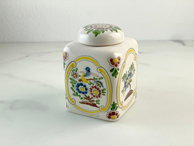 Hand Painted Polychrome Small Workum box with lid, trinket 画像 1