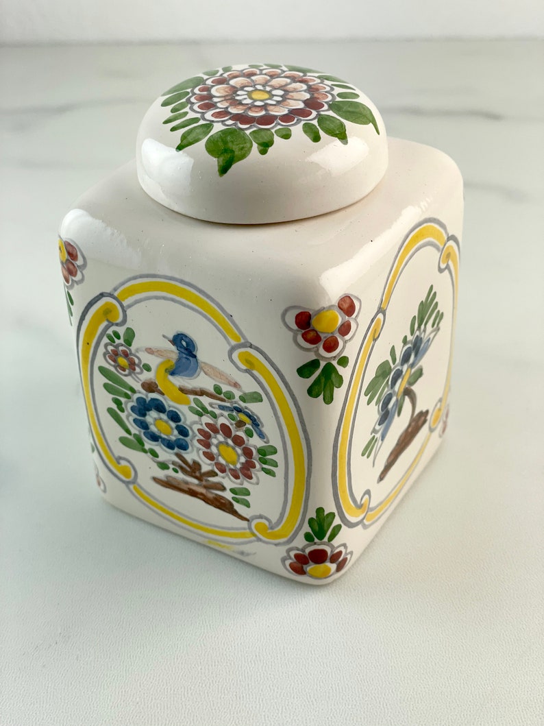 Hand Painted Polychrome Small Workum box with lid, trinket 画像 3