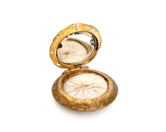 Colgante compacto antiguo Art Nouveau de esmalte guilloché azul cobalto con borla original.