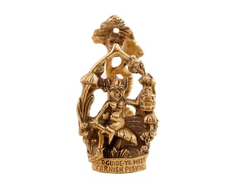 Vintage Brass Cornish Piskie Figurine I Guide Ye Well Lucky Pixie