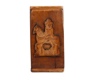 Vintage Wooden Gingerbread Mold: Man on Horse Folk Art