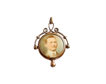Vintage Photo Locket Fob Pendant: Watch Chain or Necklace