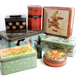 Collection of beautiful decorative vintage tins, choose 1 or more, set March 2024