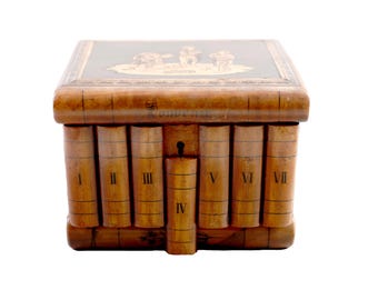 Vintage Puzzle Jewellery Box in the Form of Pile of Books, has repair and wear