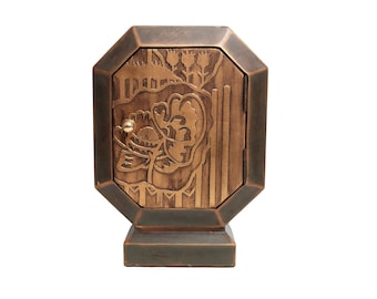 Art Deco Wooden Religious Tabernacle Box Shrine Cabinet With Carved Flowers