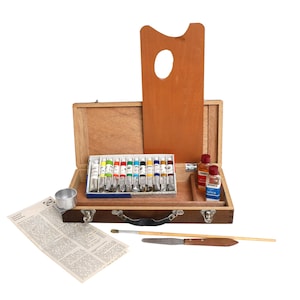 Vintage Matisson Ölfarbenset im Holzkoffer - 12 Farben & Zubehör
