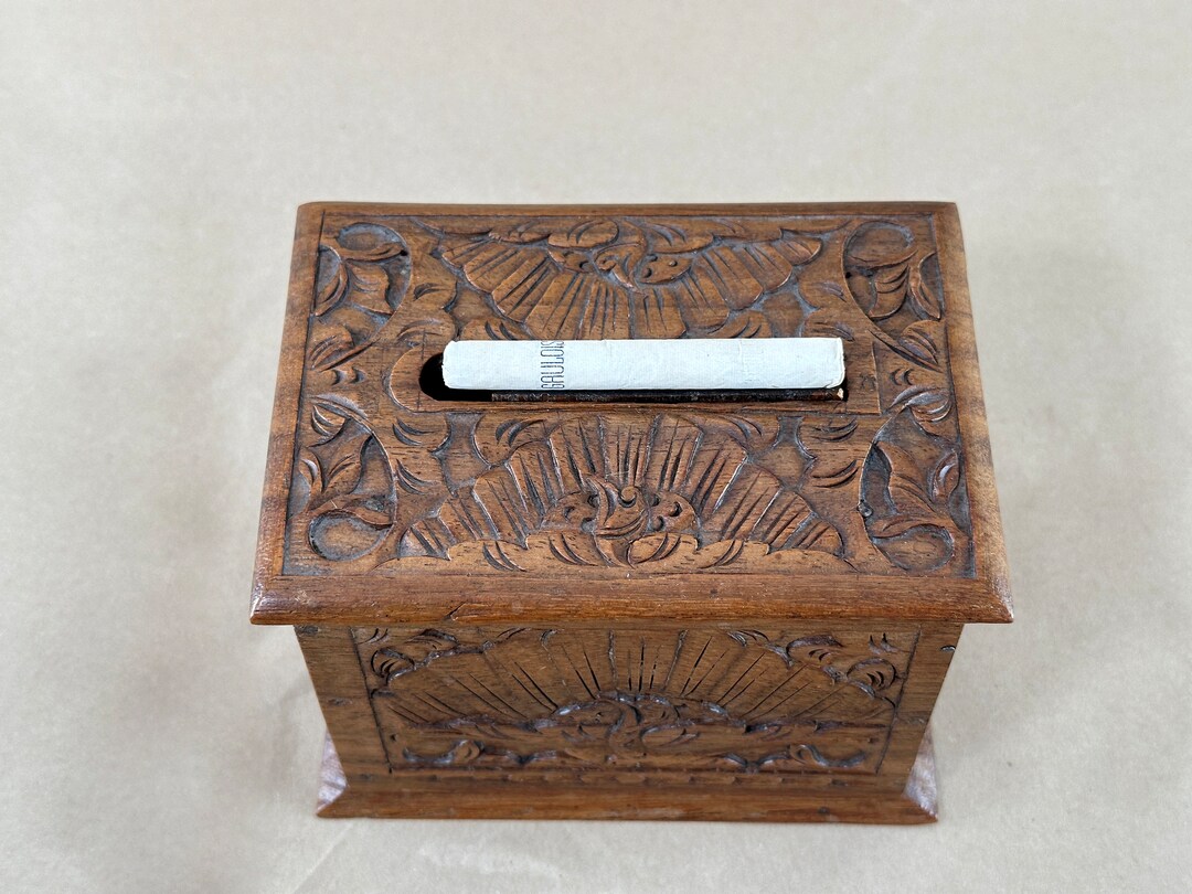 Cigarette Dispenser Vintage Decorated Wood Lift the Lid and a Etsy