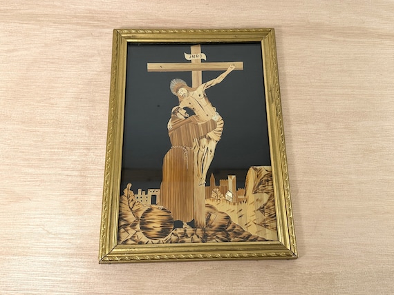 Straw Marquetry Wall Hanging the Descent From the Cross - Etsy