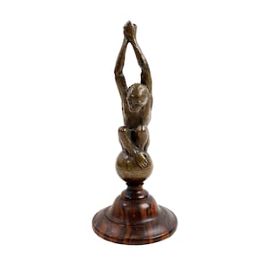 Antique Butler Bell bronze monkey placed on a stand for decoration, Servants housekeepers bell