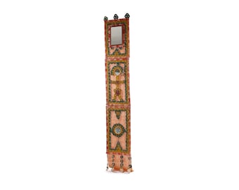 Vintage Handcrafted fabric Wall Hanging with Authentic Coin Embellishments, wood and mirrors
