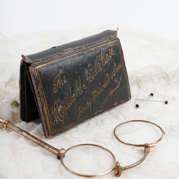 Needle Case, der Haushalt Viktorian 1800er antike Nadel Ledermappe
