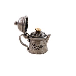 Caffettiera Thimble vintage con coperchio e chicchi dorati all'interno, molto rara