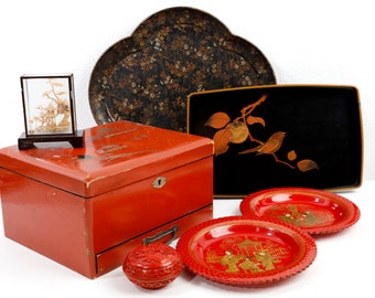 Collection of beautiful decorative vintage Asian lacquerware, choose 1 or more