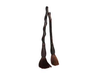Large Vintage Chinese Calligraphy Brush Set Natural Branch Wood Handle Wall Decor