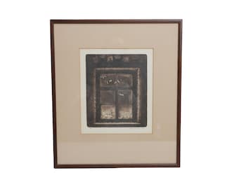 Framed Vintage Aquatint Etching Birds in Window Signed Craens 1979