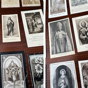 Conjunto de 31 cartões religiosos originais franceses/belgas, cartões de papel em preto e branco, altamente colecionáveis