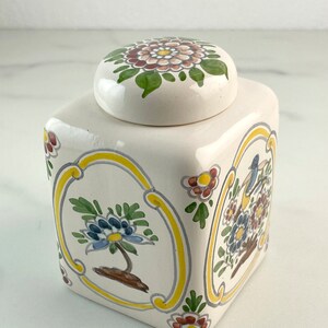 Hand Painted Polychrome Small Workum box with lid, trinket 画像 2