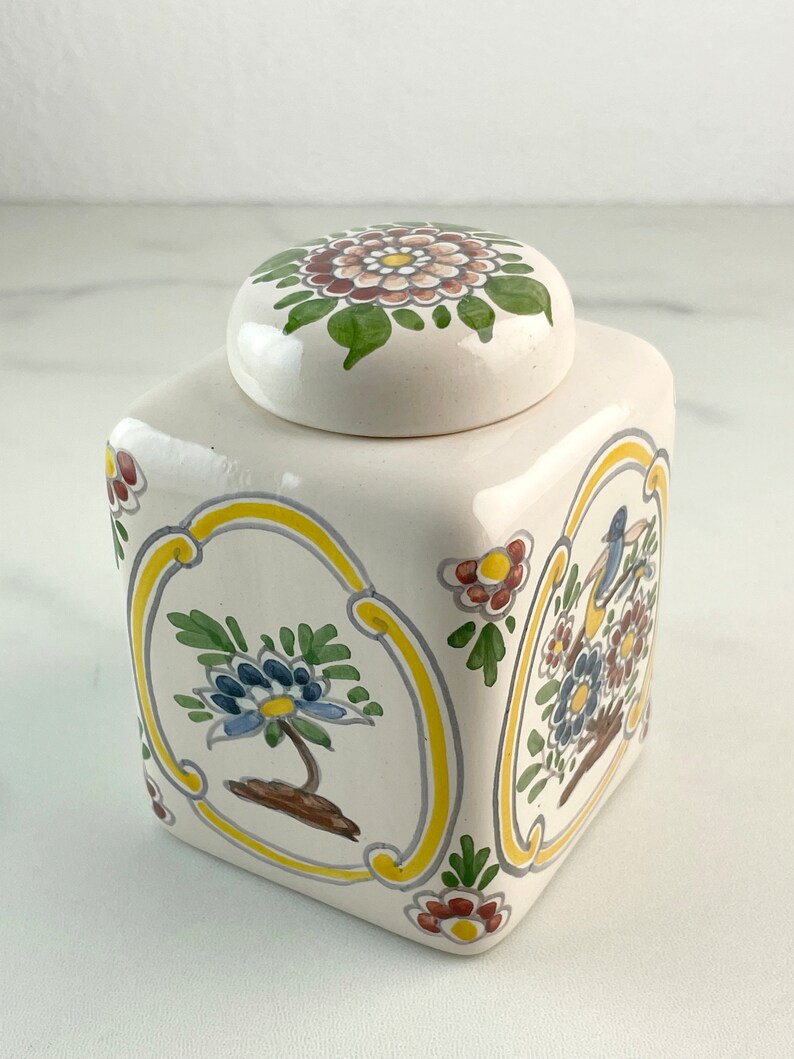 Hand Painted Polychrome Small Workum box with lid, trinket 画像 2