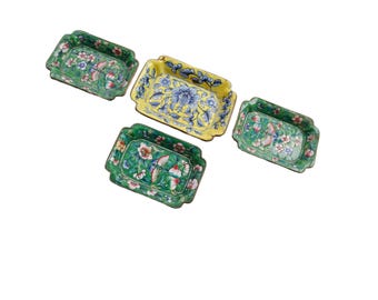 4 vintage Chinese cloisonné geëmailleerde trinketschalen: Aziatisch decor
