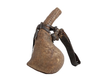 Antique Calabash Gourd Water Bottle with Leather Handle