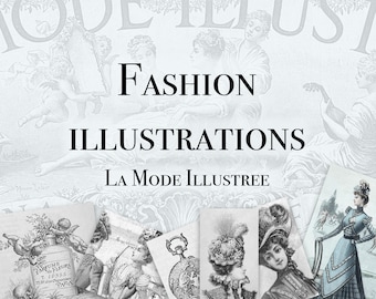 19th century French Fashion illustrations, diy craft paper, 20 x A4, 1800s dresses, instant download, antique fashion, Collage Scrapbooking