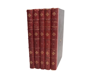 Antique French Les Misérables Victor Hugo 5 Volume Book Set