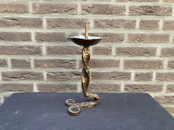 Forged Iron Heavy Medieval Style Candlestick 