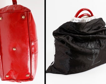 Vintage YSL Red Patent Leather Satchel Bag: Easy Y Handbag UK