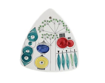 Vintage Rorstrand Picknick Ceramic Cutting Board by Marianne Westman Mid Century Sweden