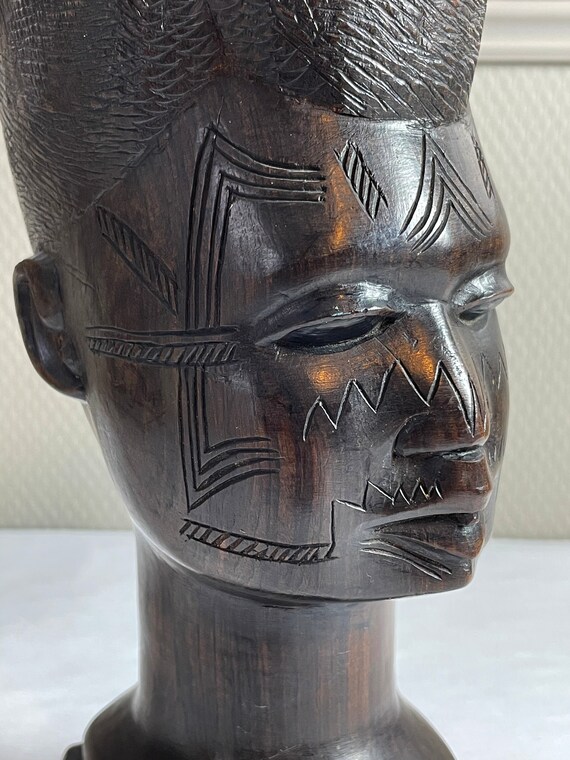 頭部彫刻 アフリカ部族彫刻 黒檀 - Etsy 日本
