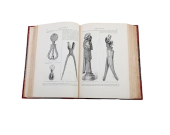 1883 French Art Dictionary: Antique Red Book Decor