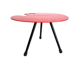 Vintage Painter Palette Side Table Lucien De Roeck Mid-Century Modern Red Coffee Table