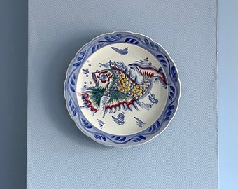 Wall plate, Feston Fish, Polychrome, Wim Visser,  Petrus Regout Maastricht