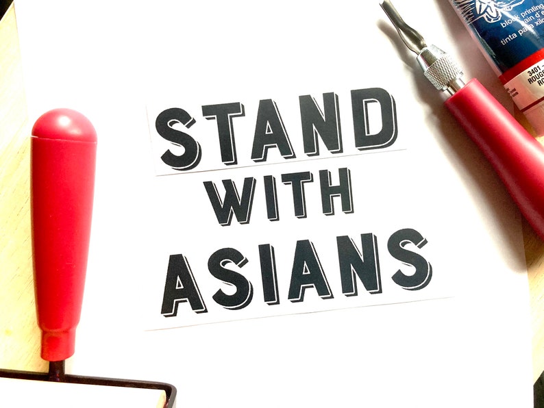 PRE ORDER Stand with Asians art print \u2014 wall art activism encouragement motivation gift collage materials