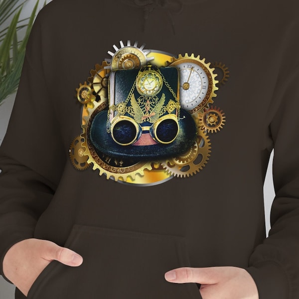 Steampunk Top Hat and Gears Hoodie