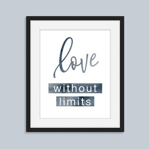 Liefde zonder grenzen, inspirerende liefdescitaat poster, afdrukbare muurkunst, minimalistisch huisdecor, huwelijksverjaardag cadeau, digitale Instant Download