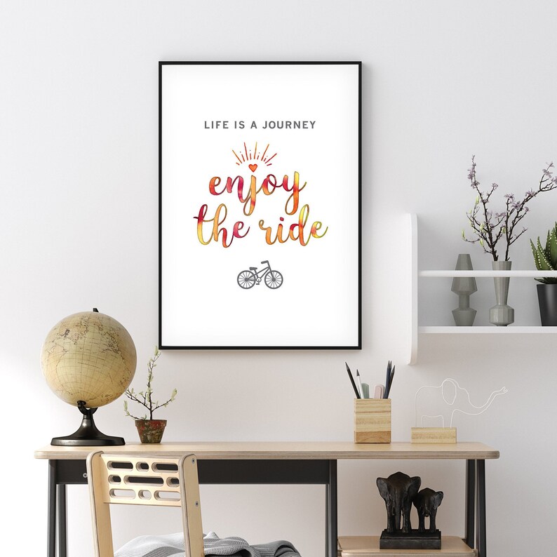 enjoy the ride positive quote printable wall desk decor etsy