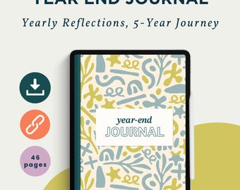 2024 Year End Journal | 5-Year Reflection Journal | 2024-2028 Yearly Review & Self-Reflection Planner | Guided Prompts for Self-Awareness