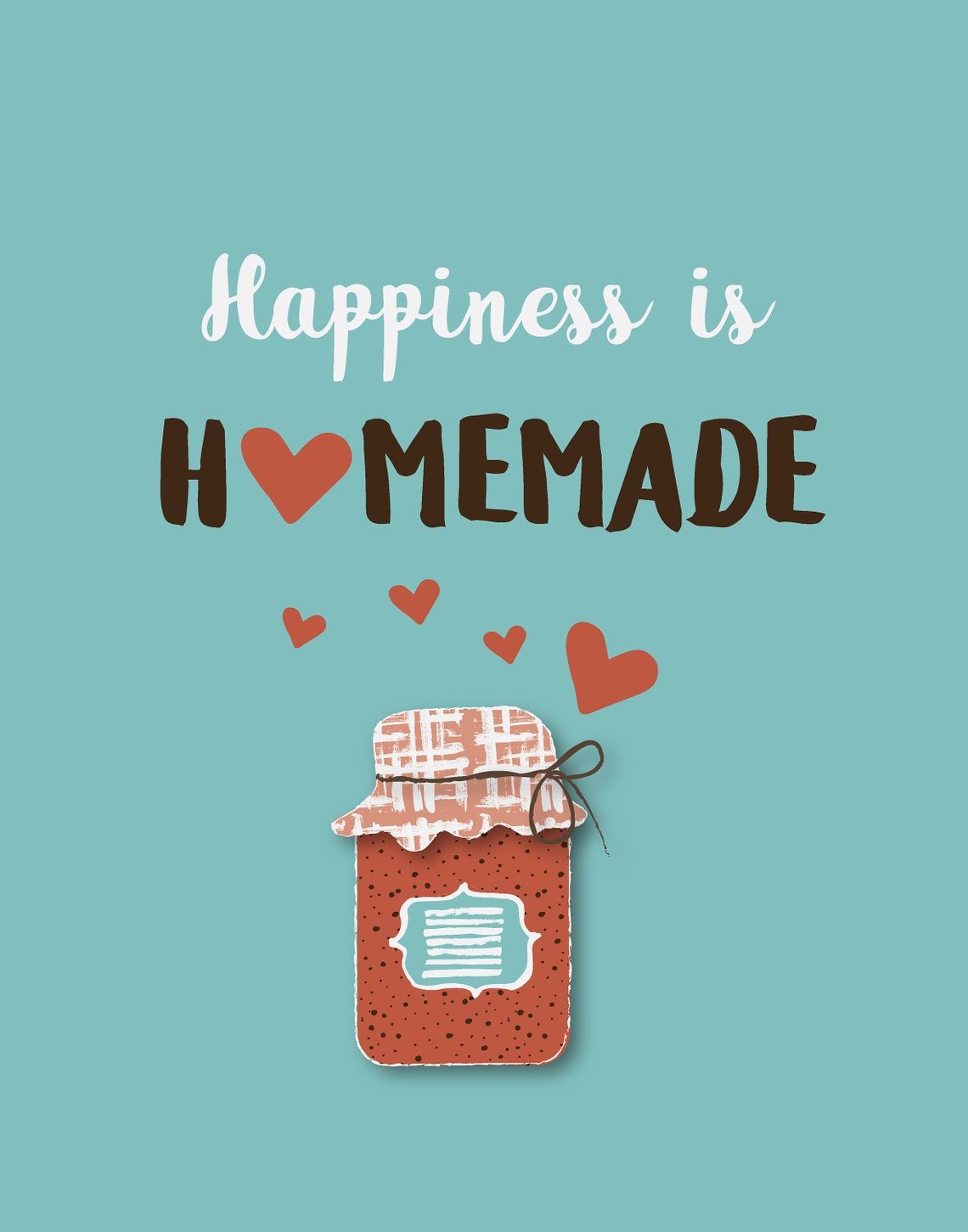 Kitchen Print Happiness Print Happiness is Homemade Cooking Etsy