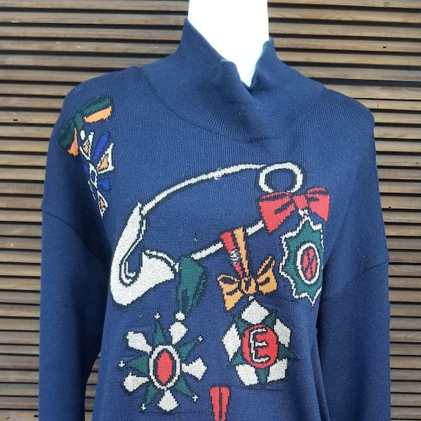 Vintage Escada Iconic 80s Safety Pin Sweater Virgin Wool Womens size 8