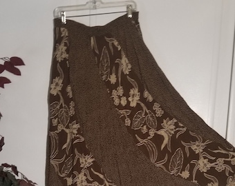 90s Vintage Womens Size 9 Skirt  Silk Broomstick Peasant Boho Skirt by Mongon