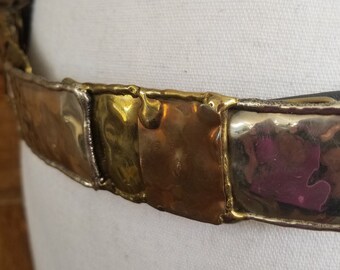 Bonnie Boynton Brutalist Belt Brass Leather Copper Silver  display picture 1