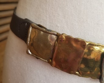 Bonnie Boynton Brutalist Belt Brass Leather Copper Silver  display picture 3