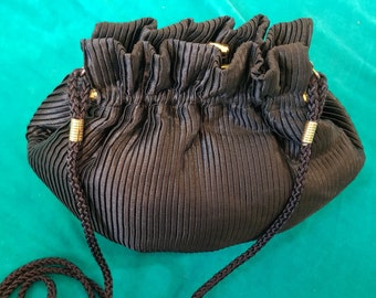 Vintage La Regale Soft Black Evening Bag Small Shoulder Strap Purse Hong Kong Unworn