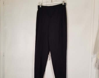 Escada Laurel Wool Stirrup Pant Iconic High Waist Size 38/US 6 Black Trousers Vintage 80s Made in Germany