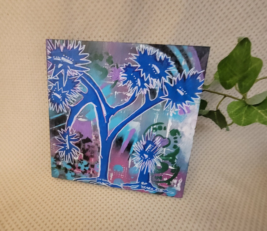 Abstract Joshua Tree Original Art Joshua Tree on Wood Painting 8x8x1 Abstract Wall Art ...