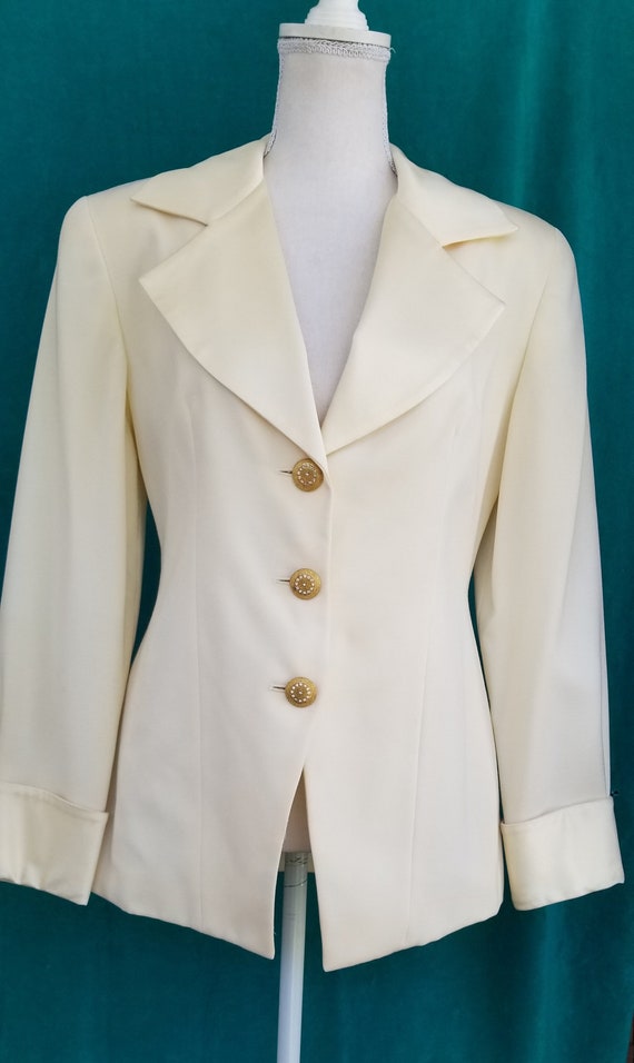 Cache' Womens Ivory Blazer Size 8/10 M Silky Wool 